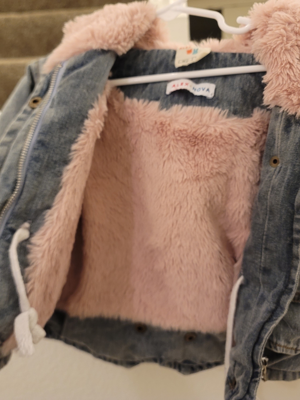 Pink Faux-Fur Lined Denim Jacket for Kids -